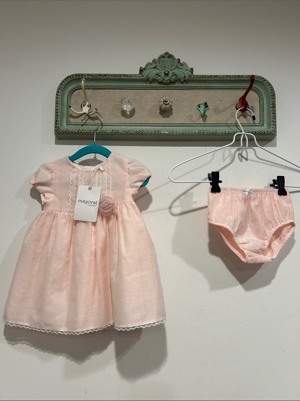 Mayoral Light Pink Girls Dress with Matching Bloomers new w tags size 12 months